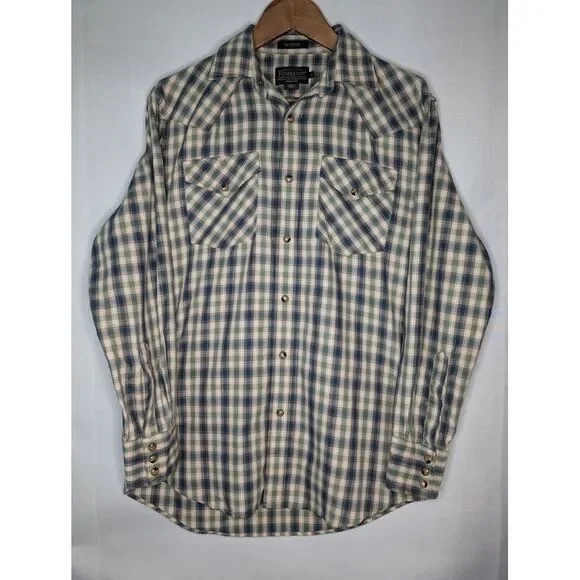 Pendleton Frontier Long Sleeve Snap Button Shirt Men's Small Blue/ Green - Picture 1 of 15